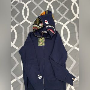 Men’s Bape Full Zip Sweatshirt, Size- Small, Color- Blue